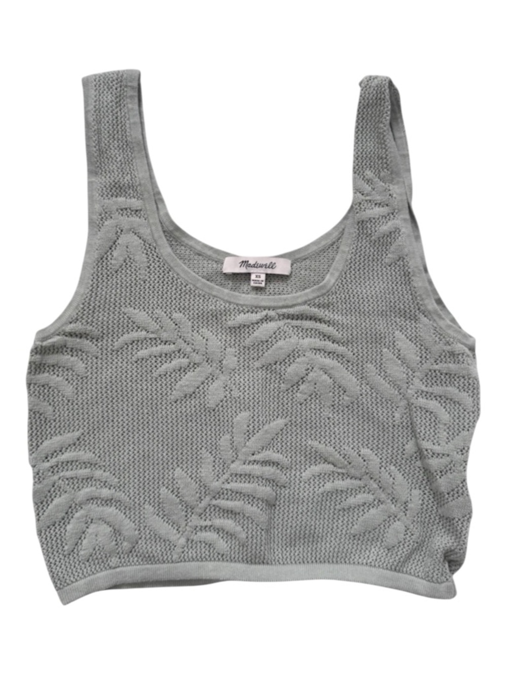Madewell Sz XS 100% Cotton Cropped Knit Tank Fern/Leaf Light Sage Green